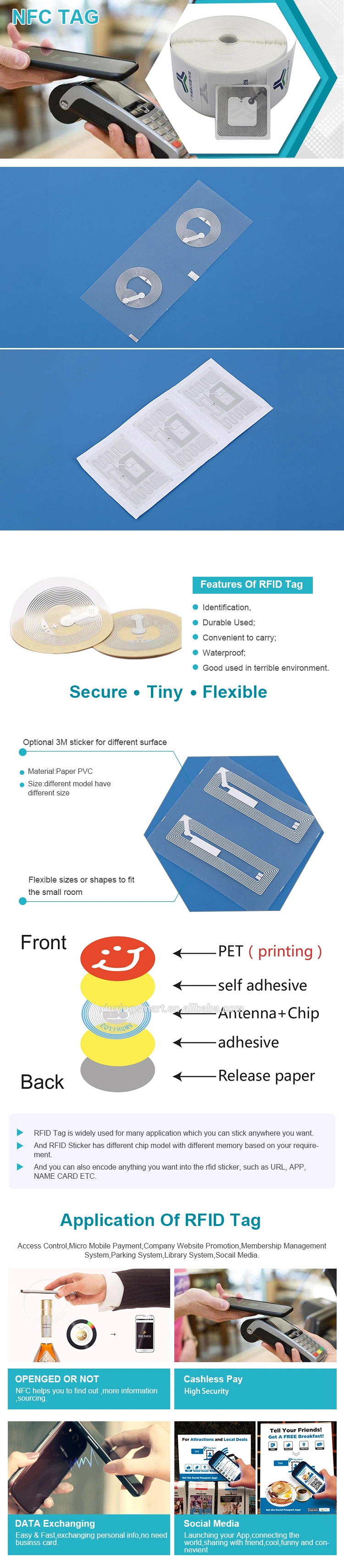 RFID NFC 13.56MHz ISO14443A NFC213 Sticker Tag