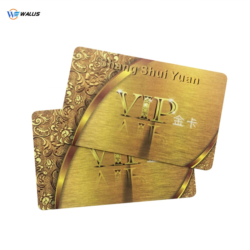 Free Sample Hf RFID 13.56MHz Fudan F08 Custom Printing PETG /Plastic Card Gold VIP Smart Cards